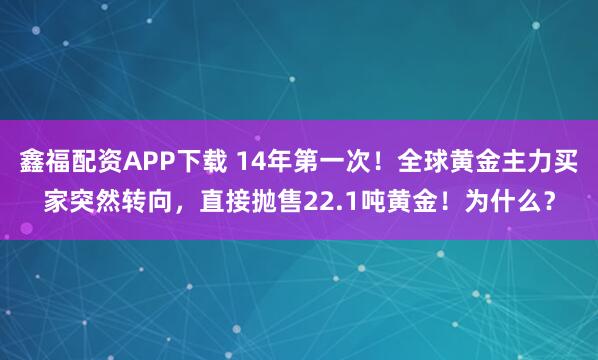 鑫福配资APP下载 14年第一次！全球黄金主力买家突然转向，直接抛售22.1吨黄金！为什么？